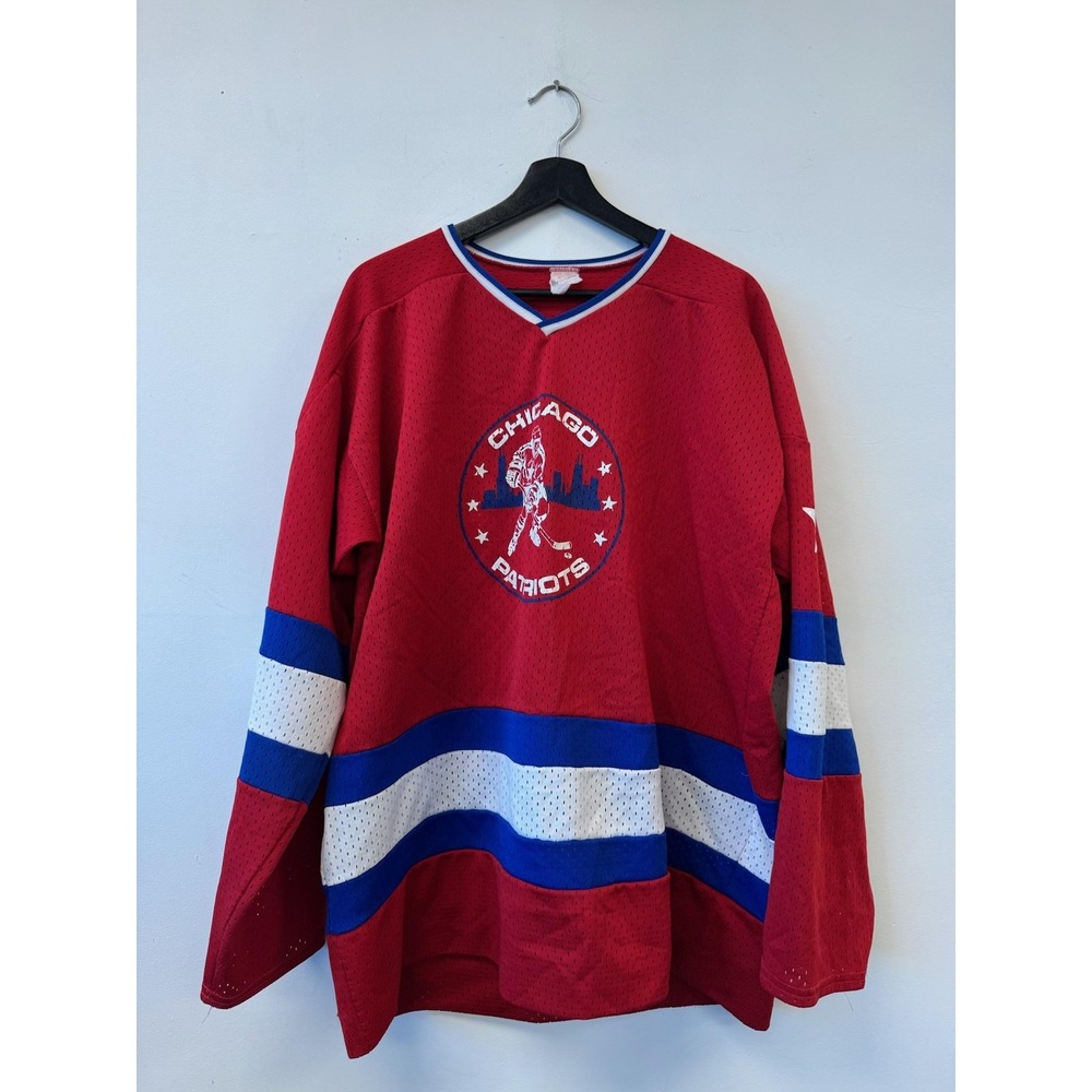 Chicago Patriots Hockey‎ Jersey Mens Red Blue Mesh Number 14 Player 14 Shirt